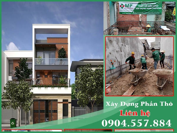 xây dựng nhà phố phần thô 3 tầng quận 12