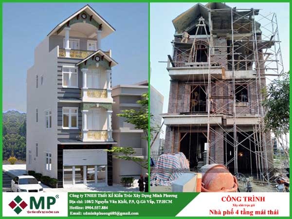 xây nhà phố trọn gói 4 tầng
