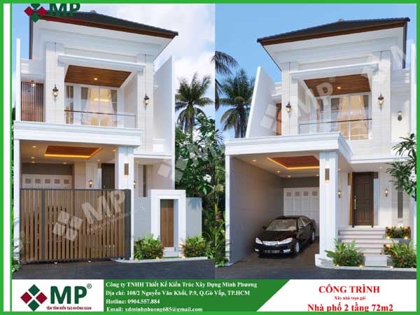 xây nhà phố trọn gói 2 tầng