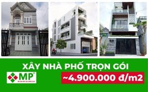 3 gói xây nhà phố từ 4.9 triệu đến 5.2 triệu cho 1 mặt tiền, 4.95 triệu cho nhà phố 2 mặt tiền