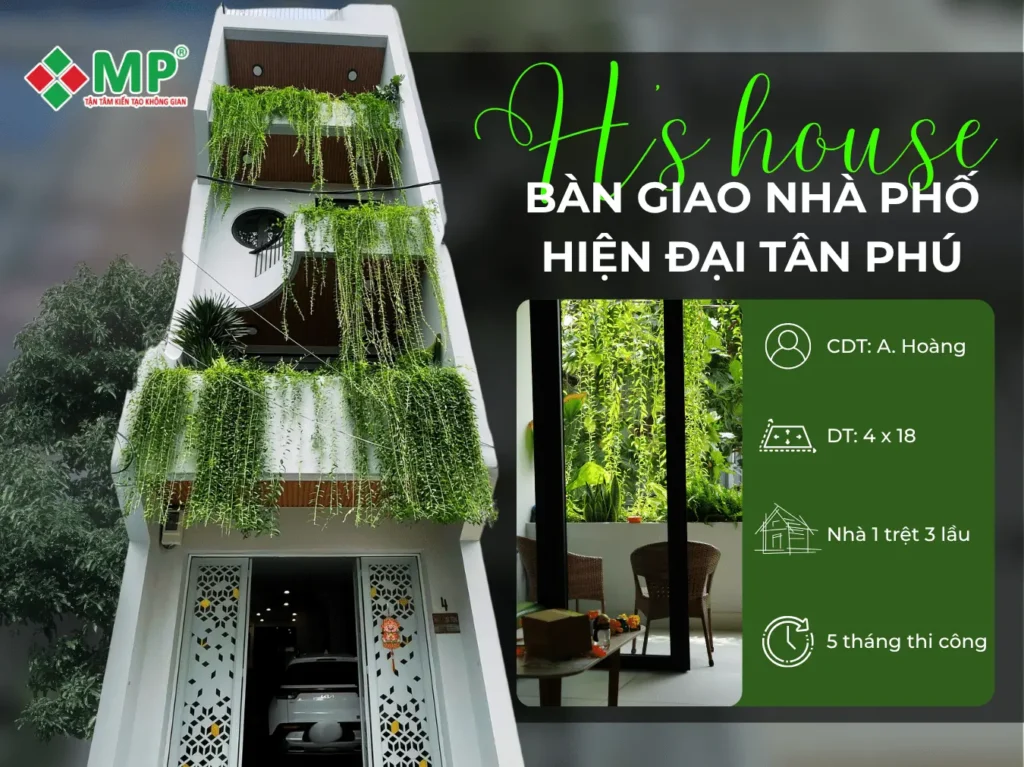 bàn giao nhà phố tân phú hiện đại, xanh mát