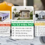 đơn giá xây thô nhà cấp 4: cơ bản 2 triệu 9/m2, hiện đại 3 triệu 5 /m2 , mái ngói 3 triệu 8 /m2