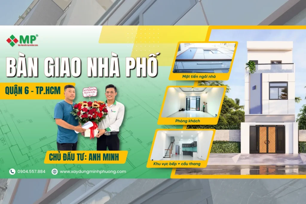bàn giao công trình xây nhà phố 3 tầng