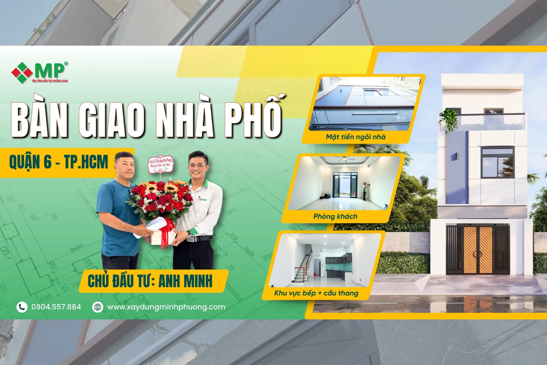 bàn giao công trình xây nhà phố 3 tầng