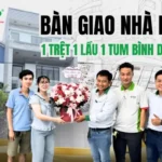 xây nhà bình dương, bàn giao nhà phố 1 trệt 1 lầu 1 tum, 5,3x17,5m